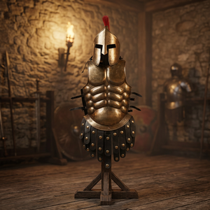 Ensemble de costume de guerrier spartiate 300, casque SCA avec armure pectorale, réplique grecque en laiton plaqué or, ensemble d'armure musculaire romaine avec casque - Product Image 2