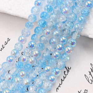 Cuentas de Cristal Craquelado de 8 mm <span class=keywords><strong>AB</strong></span>, Cristal de Vidrio Colorido Hecho a Mano al por Mayor - Blanco Naranja para Moda, para Hacer Pulseras - Product Image 5