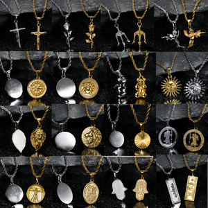 Colgante de Brújula de Oro de 18k para hombre, joyería personalizada de acero inoxidable, moneda redonda, brújula, collar de Estrella del Norte - Product Image 6