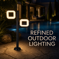 Lampe de jardin LED à double tête orientable en aluminium moulé sous pression, forme carrée, coupe plate et coupe angulaire, AC85-260V 48W 3000K IP65