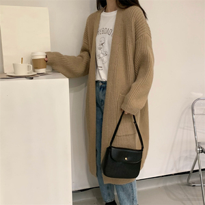 Yibaoli Factory Supply Coarse <strong>Line</strong> <strong>Long</strong> Knit <strong>Cardigan</strong> Women New Autumn and Winter Lazy Wind Loose Big Pockets With Sweater Coat - Product Image 5
