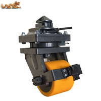 Roue pivotante robuste pour conteneur de 8 tonnes, 8 pouces (150 mm) de large, en PU jaune avec frein et blocage de direction