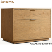 Table de chevet minimaliste fermée, en chêne blanc américain artisanal, avec 2 tiroirs à fermeture douce et système à queue de pie