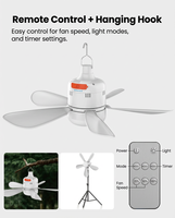 Ventilateur de plafond intelligent avec lumière, rechargeable, télécommande LED, mini-ventilateur portable, design moderne, pour la maison, la chambre, le salon, utilisation en extérieur