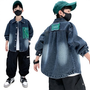 <span class=keywords><strong>Manteau</strong></span> en jean délavé à motif lettres, style western, pour enfants plus âgés, nouvelle collection 2026, vêtement de travail élégant de style coréen pour enfants - Product Image 1