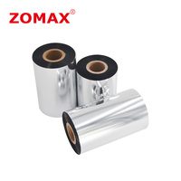 Pita Transfer Termal Wax yang Ditingkatkan 110mm 300m Kompatibel dengan Printer Barcode Zebra Konica Minolta Oki HP Mesin Label Fax Karbon
