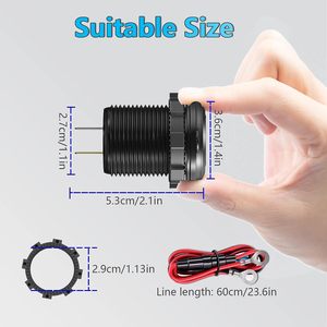 Cargador de Aluminio con Doble Puerto USB para Auto 3.0, con Voltímetro LED, Cargador USB para Motocicleta, Impermeable, para Auto, Camioneta y Embarcaciones - Product Image 6