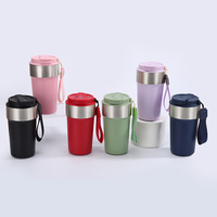 Mug de voyage isotherme en acier inoxydable de 17 oz avec logo personnalisé, réutilisable, portable, avec corde, pour usage au bureau