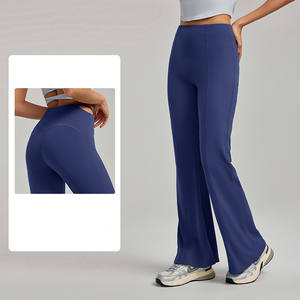 Taille haute évasé Bootcut Yoga pantalon femmes Slim Fit solide séchage rapide respirant quatre voies Stretch refroidissement tissu Anti boulochage - Product Image 1