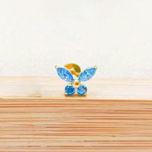 F136 Titane Lèvre Anneau Oreille Os Vis Conique Pendentif 5A Zircone Style Coré<span class=keywords><strong>en</strong></span> Fleur Aile Boucles D'oreilles 1.2 Épais 0.9 <span class=keywords><strong>Dent</strong></span> 1 Pcs - Product Image 4