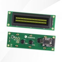 LCD Karakter Rusia JXD2002A-IIC VA Antarmuka Negatif Kuning IIC/I2C dengan Lampu Latar 20*2 Modul Tampilan LCM Dot Matrix