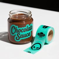 Étiquettes personnalisées avec logo imprimé pour l'emballage alimentaire, autocollantes en vinyle, imperméables, brillantes, découpées à la forme, holographiques, écologiques