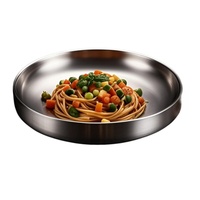 Bol à riz et nouilles réutilisable en acier inoxydable 304 double couche, 11/15/21 cm, design anti-écrasement, argenté, plats à assaisonnement en métal