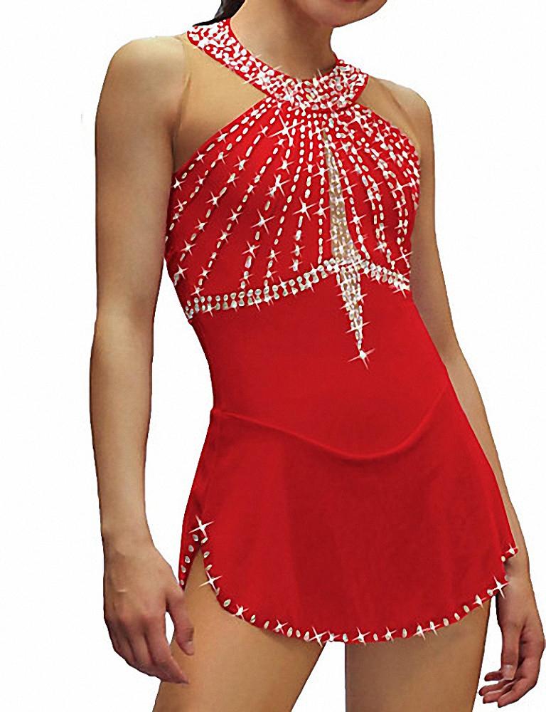Figure Skating Dress for Women & Girls - Black Red Spandex Outfit for  Competitions & Training, High Elasticity Performance Wear