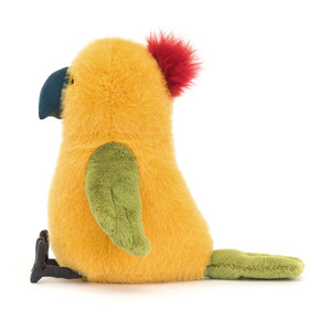 Peluche de perroquet JC, peluche douce jaune et verte avec crête rouge et yeux noirs, cadeau pour enfants, décoration de chambre d'enfant - Product Image 4