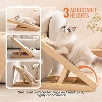 Arbre à chat pliable écologique en bois et sisal réglable avec poteau à gratter en forme de L pour chats