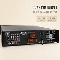 Amplificateur de sonorisation 120W à six zones, 3 entrées MIC, 2 entrées AUX avec sortie 70V 100V, système audio équilibré 16 Ohm
