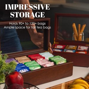Wooden Tea Storage Box 6 Compartments With Lid Rectangular Desktop Organizer Solid Color Walnut Wood - Product Image 5