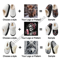 Claquettes personnalisées OEM/ODM avec logo, semelle intérieure en coton, pantoufles en peluche personnalisées avec logo, claquettes d'intérieur personnalisées en peluche