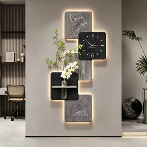 <span class=keywords><strong>Reloj</strong></span> de Pared con Textura de Arenisca y Estampado UV, con Florero de Vidrio y Luz LED, Estilo Nórdico para Interiores - Product Image 5