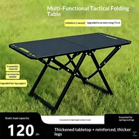 Table de camping pliable portable, installation rapide, acier au carbone épaissi, imperméable, multifonctionnelle pour barbecue en plein air, famille