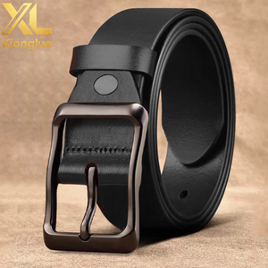 Custom Brand Logo Vintage Luxury Fashion OEM ODM Stylish Genuine Cow Hide Full Grain Leather Pin <b>Buckle</b> <b>Belt</b> <b>for</b> <b>Men</b> - Product Image 2