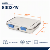 Mikrowellengeeignete 304 Edelstahl Niedliche Bento-Box 3 Fächer Abnehmbar LFGB Silikon BPA-frei Auslaufsicher Erhitzbar für Neugeborene