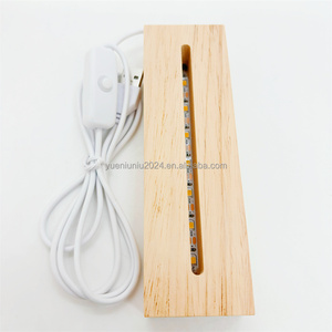 USB Acrylic phát sáng gỗ sồi 3D ánh sáng ban đêm cơ sở sáng tạo <span class=keywords><strong>LED</strong></span> Craft giữ đèn thiết kế hiện đại kích thước nhỏ vuông gỗ Pin - Product Image 4