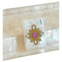 Jeu de Mahjong Américain de Haute Qualité, Coquilles Blanches Nacrées en Acrylique, Style Moderne, Portable pour 4 Joueurs, Vente Chaude, Jeu Familial d'Intérieur