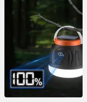 Lampe de camping rechargeable, lampe de tente, lampe LED d'urgence, rechargeable par USB et solaire