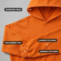 Ensemble deux pièces personnalisé orange pour homme : sweat à capuche épais surdimensionné avec poche kangourou et pantalon de survêtement large délavé pour le streetwear
