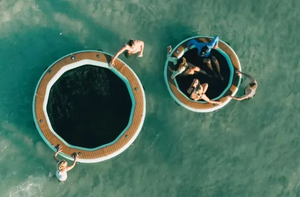 نفخ العائمة أرجوحة المياه منصة قفص الاتهام جولة الاطفال اللعب المياه المتسكع مع حامل الكأس - Product Image 5