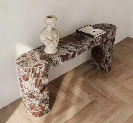 Modern European Style Entrance Hall Rosso Levanto Console Table Minimalistic Living Room Furniture for Home or Hotel