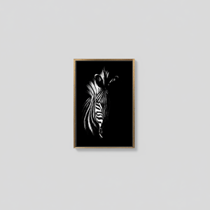 Abstract Zebra <b>Canvas</b> Art: Modern Animal Print Wall Decor,GOLD <b>FRAMED</b> <b>CANVAS</b> - Product Image 2