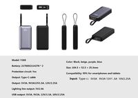 Bloc d'alimentation portable ultra-fin avec affichage numérique LED, charge rapide USB Type C PD, multicolore, 22,5 W, 10000 mAh, avec câble