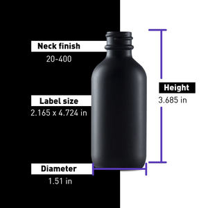 Flacon compte-gouttes en verre givré noir mat de 1 oz pour sérums d'huiles essentielles avec logo personnalisé et bouchon compte-gouttes noir - Product Image 3
