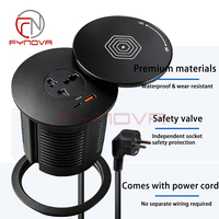Nouvelle multiprise de bureau encastrable UE avec couvercle de charge sans fil 15W, charge rapide USB-C PD 20W et USB-A QC3.0 20W