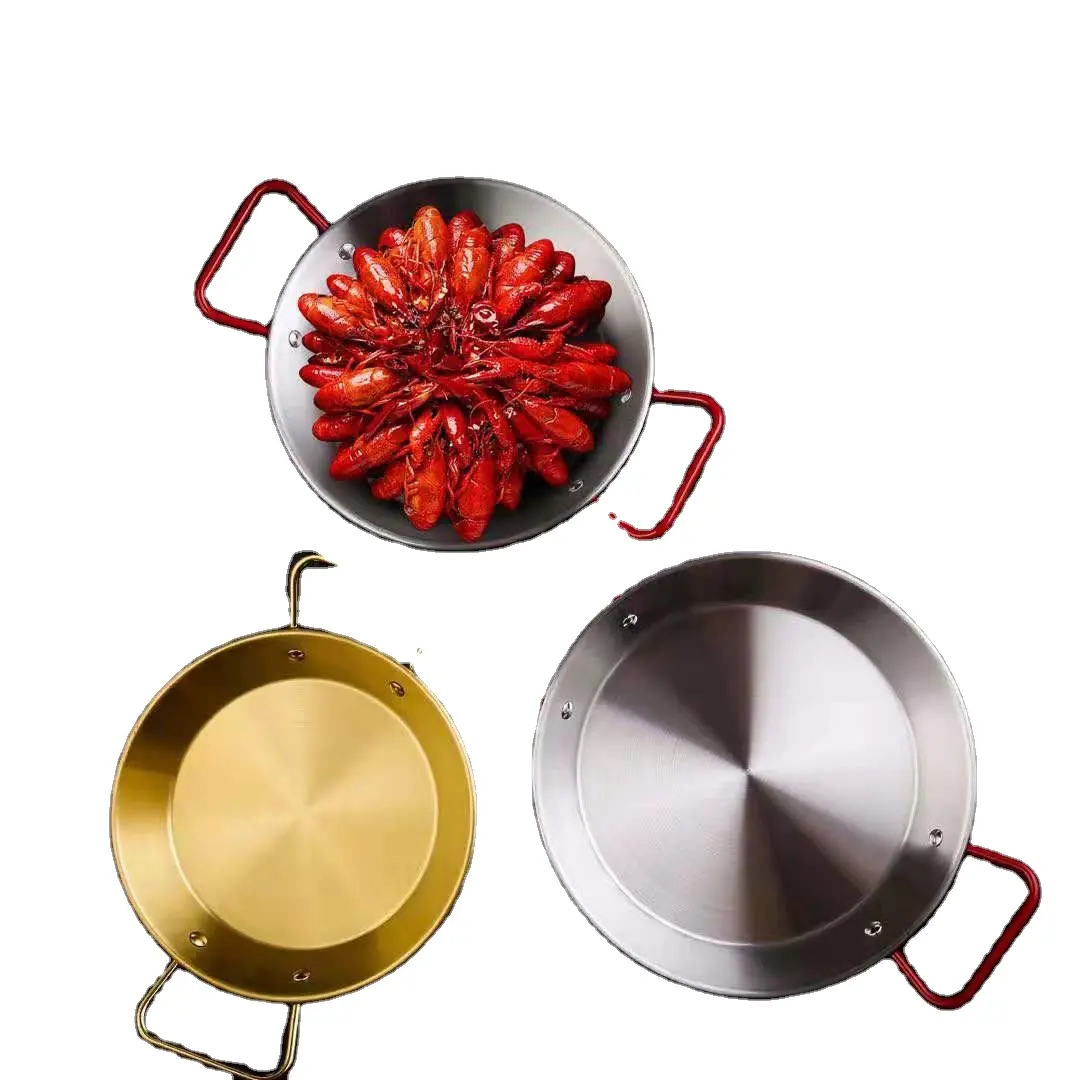 Produit Espagnol Fruits De Mer Pâtes Poêles En Acier Inoxydable Paella Pan Corée Grill Pan