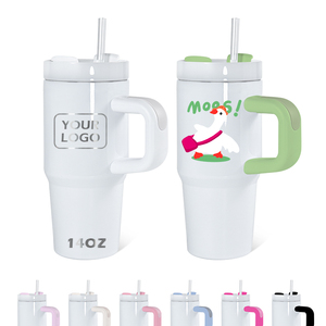 Vente en gros 14oz <span class=keywords><strong>Sublimation</strong></span> enfants isolé en acier inoxydable <span class=keywords><strong>thermique</strong></span> vide tasses enfants enfants bouteille d'eau avec paille et poignée - Product Image 2