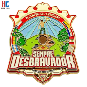 Pin de solapa esmaltado personalizado de fábrica con 20 años de experiencia, insignia Desbravadores Path Finder Colombia, para Campori Cristianos Adventistas - Product Image 1