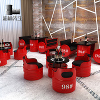 Ensemble de meubles de bar vintage en forme de baril de pétrole, table et chaises de salle à manger pour barbecue, pub, café, restaurant, bar à domicile, vente en gros d'usine