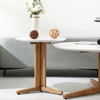 Vente en Gros de Meubles de Maison Nordic Modern White Top Table Basse Ronde de Salon en Bois de Chêne