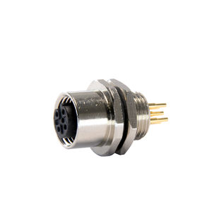 M12 4pin D קוד נקבה מולחמות עמיד למים מתכת קדמית תושבת אוגן מחבר שקע אוגן - Product Image 1