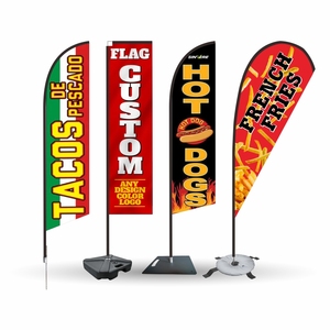 Banderas publicitarias rectangulares promocionales de plumas en forma de lágrima, pancartas de bandera de playa para perros calientes y patatas fritas para restaurantes de comida rápida - Product Image 1