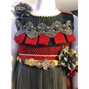 Dài Màu Đỏ tương phản choàng ăn mặc cho cô gái trẻ em trẻ em quần áo cho mùa xuân - Product Image 5