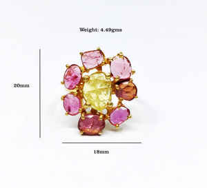 Plata de Ley 925 chapado en oro con diamantes hecho a mano multiturmalina eternidad anillos Vermeil boda clásica todos los días y fiesta - Product Image 3