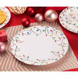 Modern Design 9 Inches White Paper <b>Plates</b> Christmas Holiday Party Supplies for Appetizer Hot Selling Christmas Lights Design - Product Image 3