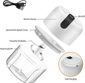 Multifunction 250ml Electric Garlic Crusher Simple to Operation Meat and <b>Vegetable</b> Mini <b>Chopper</b> Sauce Blender for Kitchen Use - Product Image 2