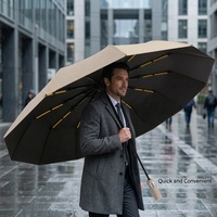 Parapluie pliant entièrement automatique à 24 baleines, double armature, coupe-vent, protection UV, pour la pluie et le soleil, idéal pour les voyages