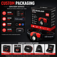 Lampe frontale LED COB rouge zoomable 400 lumens pour la randonnée, la chasse et le camping
